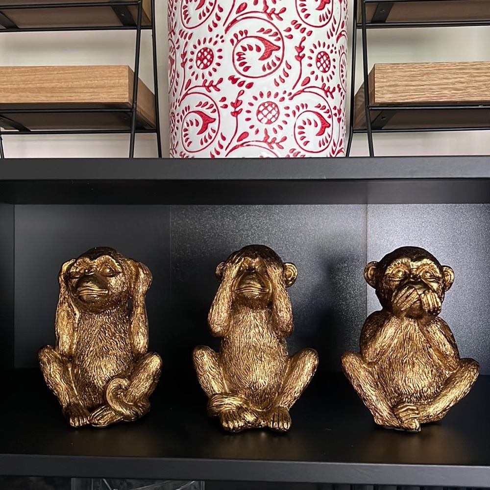 Gold Home Decor- Hear no evil, see no evil, speak no evil